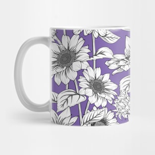 Sunflowers Line Art Pattern Mug